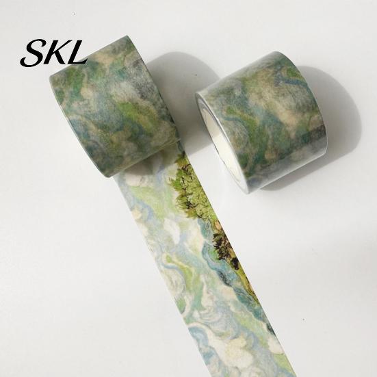 Night Sky Washi Tape Tape, Oil Painting Decorative Masking Artist Patterns Adhesive Artistic for DIY Crafts, Junk Journal, Gift Wrapping, Scrapbooking