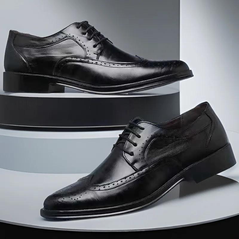 Мужская классическая ретро обувь Мужская деловая кожаная обувь на шнуровке Платье Офисные балетки Мужские Оксфорды для свадебной вечеринки Рабочая обувь