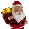 Lighted Santa Claus Figurines Resin Santa Sculpture with Gift Bag On Back Solar Powered
