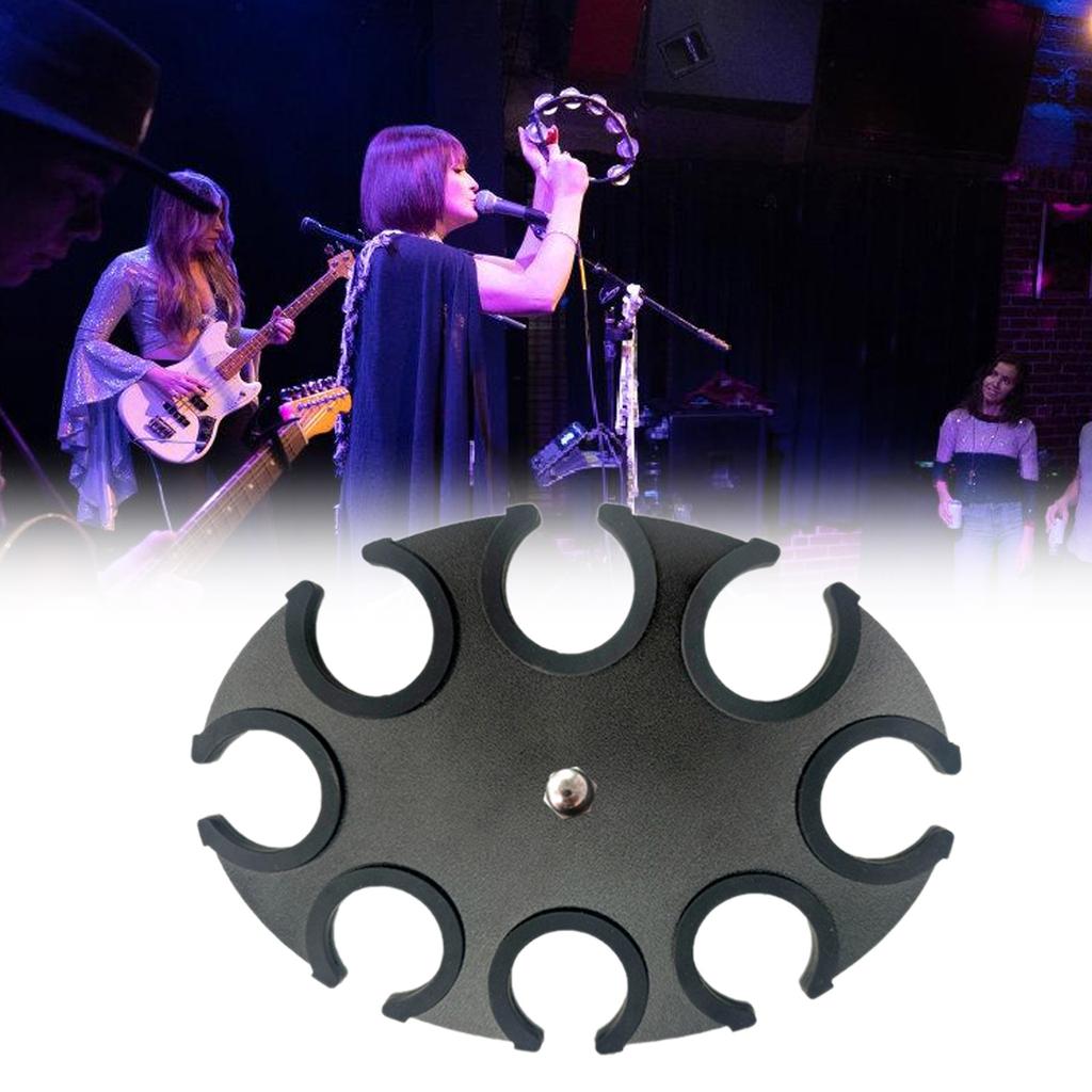 Multi Microphone Holder Organizer Round Shape Mic Storage Stand Tray Equipped with Silicone Sleeve & Mounting Screw
