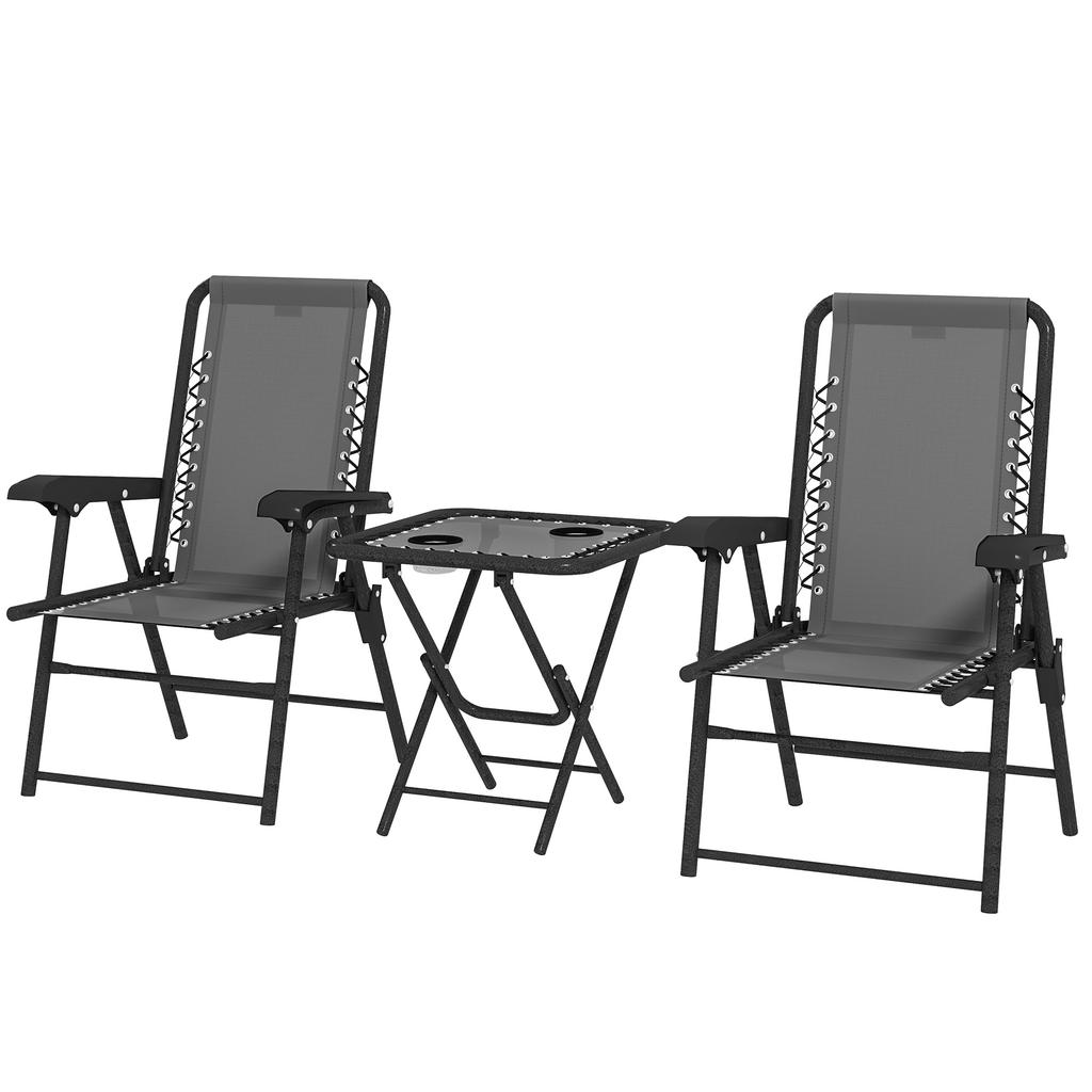 Three-Piece Garden Table and Chair Set - Dark Grey