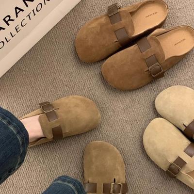 Платформа мягкая кожа Бокен обувь женская обувь 2025 новая повседневная сумка голова полушлепанцы носить ретро ленивые одинарные туфли