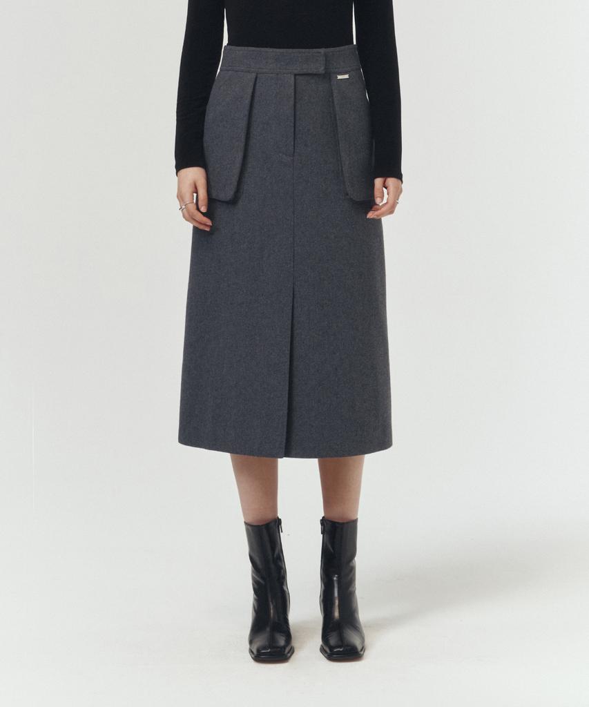 Artid Pocket Point Wool Skirt_Grey