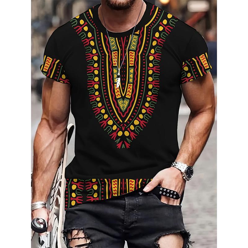 Tribal African Ethnic Style 3D Printed T-shirts, Men's and Women's Comic Short T-shirts