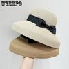 Summer Sun Protection Hat Woven Bow Sun Protection Big Brim Straw Hat UV Protection Fisherman Hat