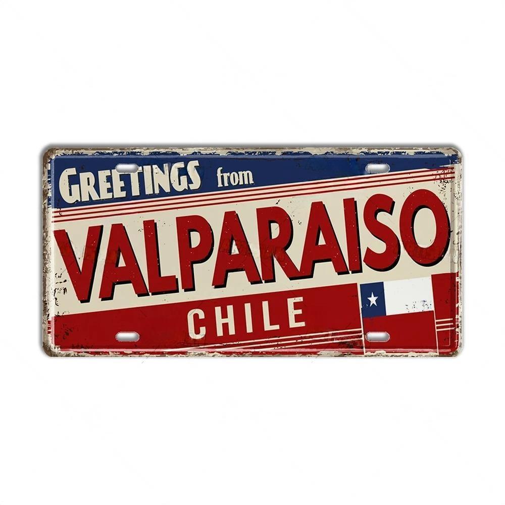 Chile Argentina Ecuador Colombia License Plate Landmark Metal Sign City State Decorative Car Plate Garage Club Bar Wall Decor