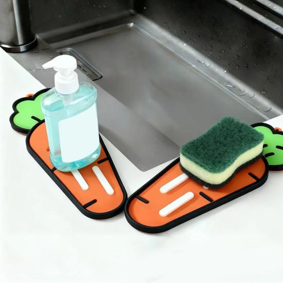 Силиконовый коврик для хранения крышек от кастрюль, дизайн «Морковь», противоскользящий, термостойкий, пищевой, коврик для столешницы для сушки, кухонный аксессуар