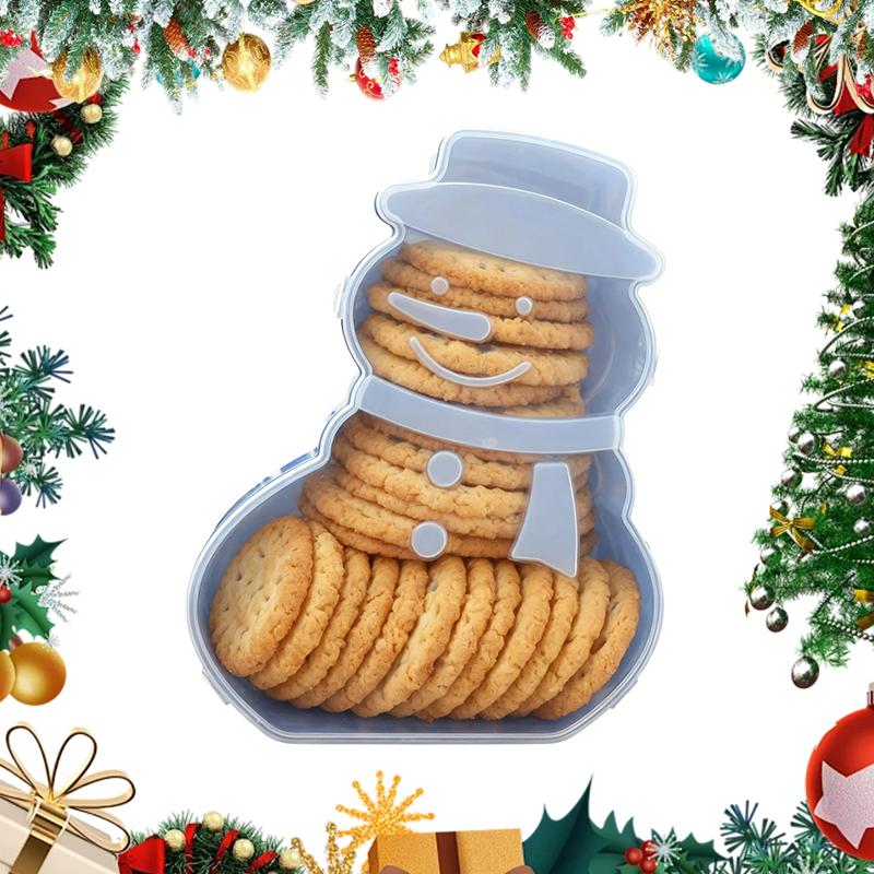 Christmas Serving Tray, Christmas Cookie Box With Lid, Cute Holiday Gingerbread Man Snowflake Tree Storage Container For Snacks