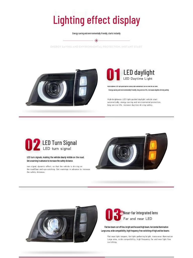 Светодиодная фара в стиле Defender для Toyota Old Prado LC90: Светодиодные дневные ходовые огни и би-прожектор
