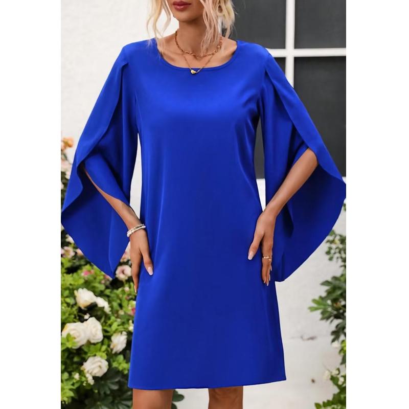 Женские платья 2025 Лето Кейп-рукав О-образный вырез шифоновое повседневное женское платье J893