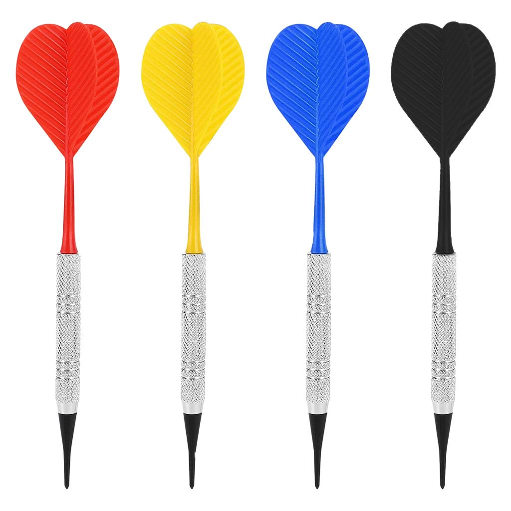 Safe Darts 12Pieces 14g Darts Set Soft Plastic Tip Plastic Barrels Iron Nickel Plated Shaft Plastic Flight with 100 Tips