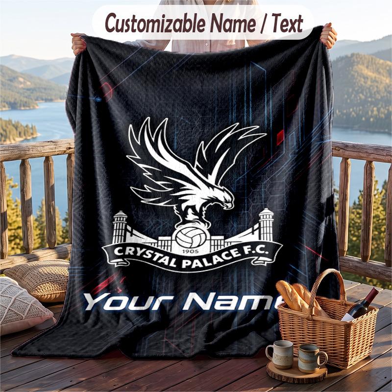 Flannel Blanket Crystal Palace Print Custom Name Text Soft Throw for Sofa Bed