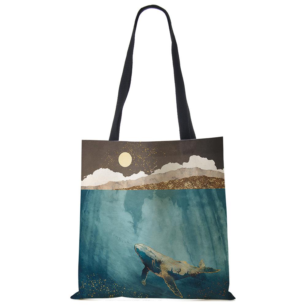 Японский дизайн укиё-э Повседневная женская сумка ручной работы Журавль Дизайнерская сумка-тоут Эко многоразовые плечевые сумки для покупок B13039 CLE