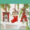 Christmas Tree Resin Bell Bow Wreath Pendants With Vintage Design For Festive Gift And Decor