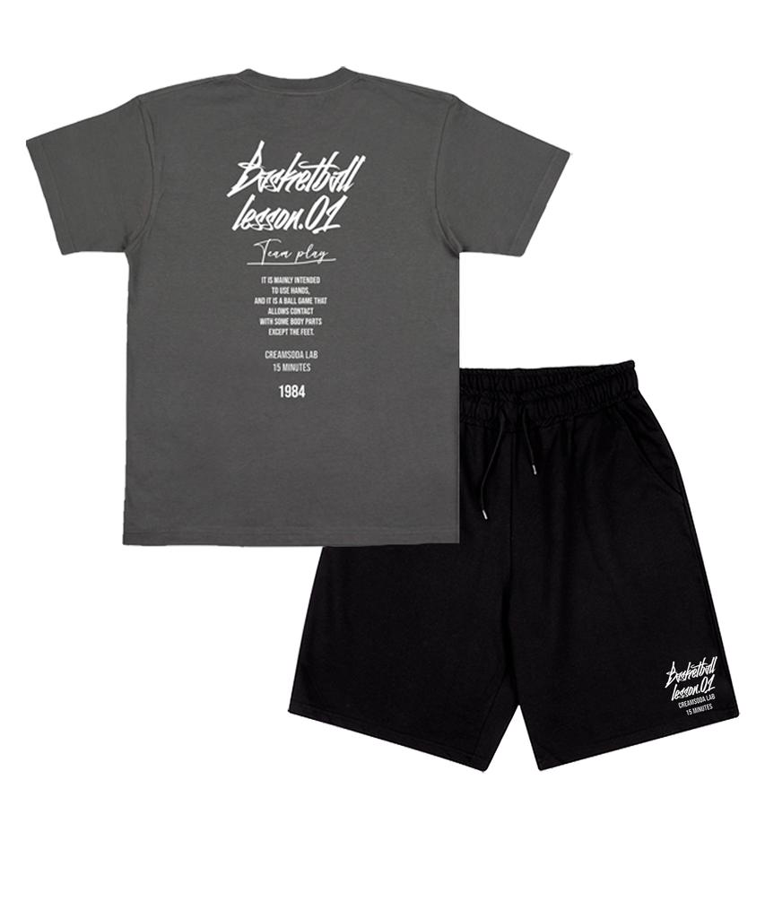CREAM SODA LAB [2Pack] Quarter Logo Short Sleeve Shorts Set (Type B)