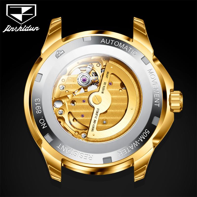 JINSHIDUN Новые деловые и развлекательные мужские часы полностью автоматические механические часы Pixiu Hollow Tourbillon модные трендовые высококачественные мужские часы
