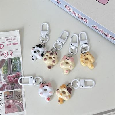 Kawaii мультфильм новинка кот пончик брелок милый креативный брелок кулон смешной рюкзак украшения аксессуары подарки