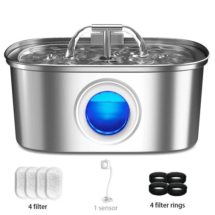 3.2L фонтан для питья кошек автоматический из нержавеющей стали для домашних животных собак диспенсер для воды с бесшумным насосом фонтан для нескольких домашних животных