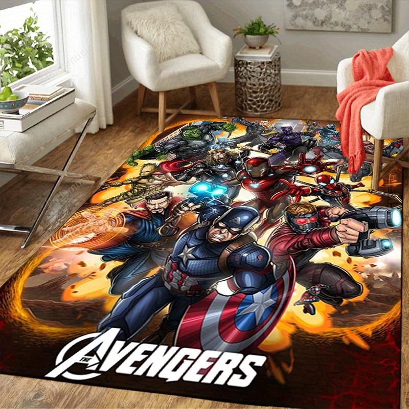 1 шт. Коврик для пола Marvel Мстители Супергерои, Нескользящий коврик, Дизайн с персонажами мультфильмов, Мягкий велюр, Декор для комнаты, Моющийся