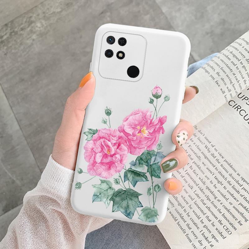 For Redmi 10C 10 C 10A Cover Funda Vintage Flowers Leaves Protective Cover Soft Capa For Xiaomi Redmi 10C 13C 14C Bumper Case