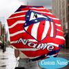 Custom Name Atletico Madrid Crest Umbrella Folding Umbrella, Automatic Umbrella - 8-Frame for Travel, Casual Lightweight Personalized Gifts