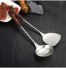Набор кухонных принадлежностей из нержавеющей стали, лопатка, суповая ложка, бытовая кухонная утварь, утолщенная деревянная ручка, полировка, не нагревается, 2 шт.
