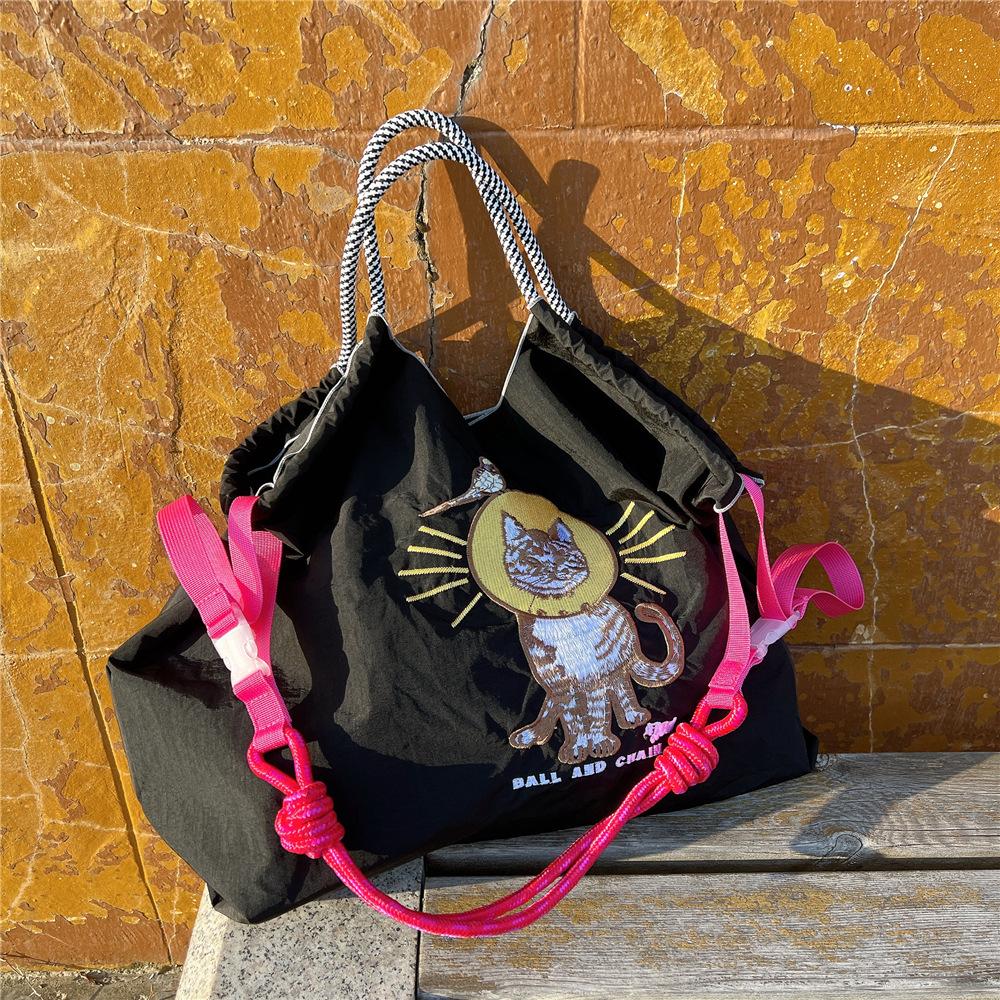 Embroidery Shopping Bag Women'S Fashion Niche Large Capacity Shoulder Bag Tide