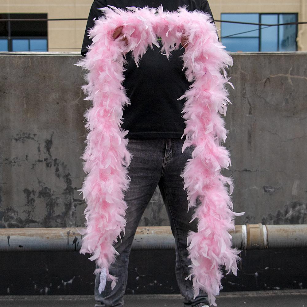 DIY 2M Natural Turkey Feather Boa Bulk - Pink Marabou Plumes for Wedding Decor, Carnival Costume, DIY Shawl Accessories
