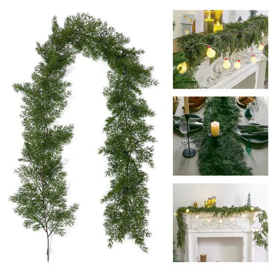 6.2Ft Faux Cedar Garland Norfolk Pine Swag Christmas Greenery Stems Artificial Pine Branches for Holiday Party Wedding Decoration