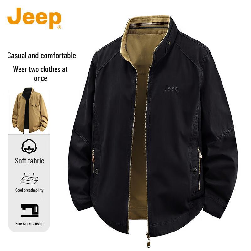 Jeep Мужская двусторонняя повседневная куртка со стойкой (2025 Осень/Зима)