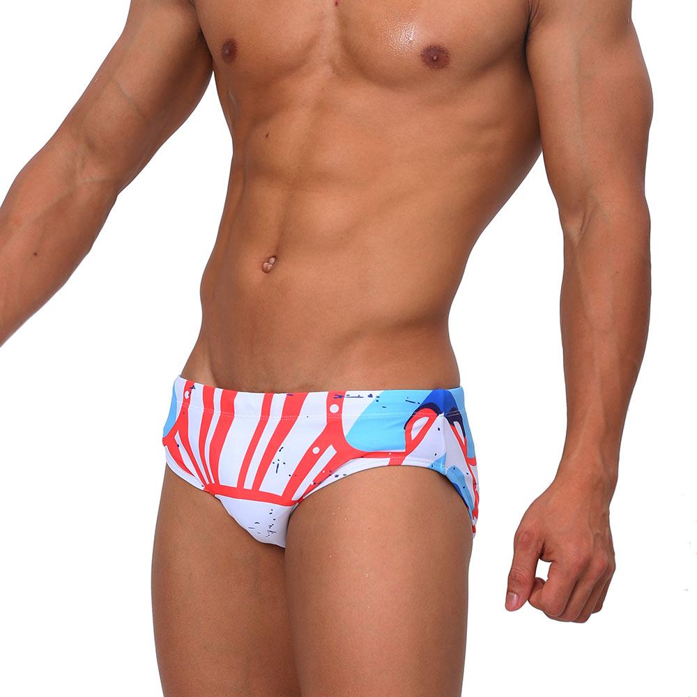 Men's Fashion Floral Printed Swimming Briefs Low Waist Plus Size Summer Beach Wear FREESTYLE UP-LIFT