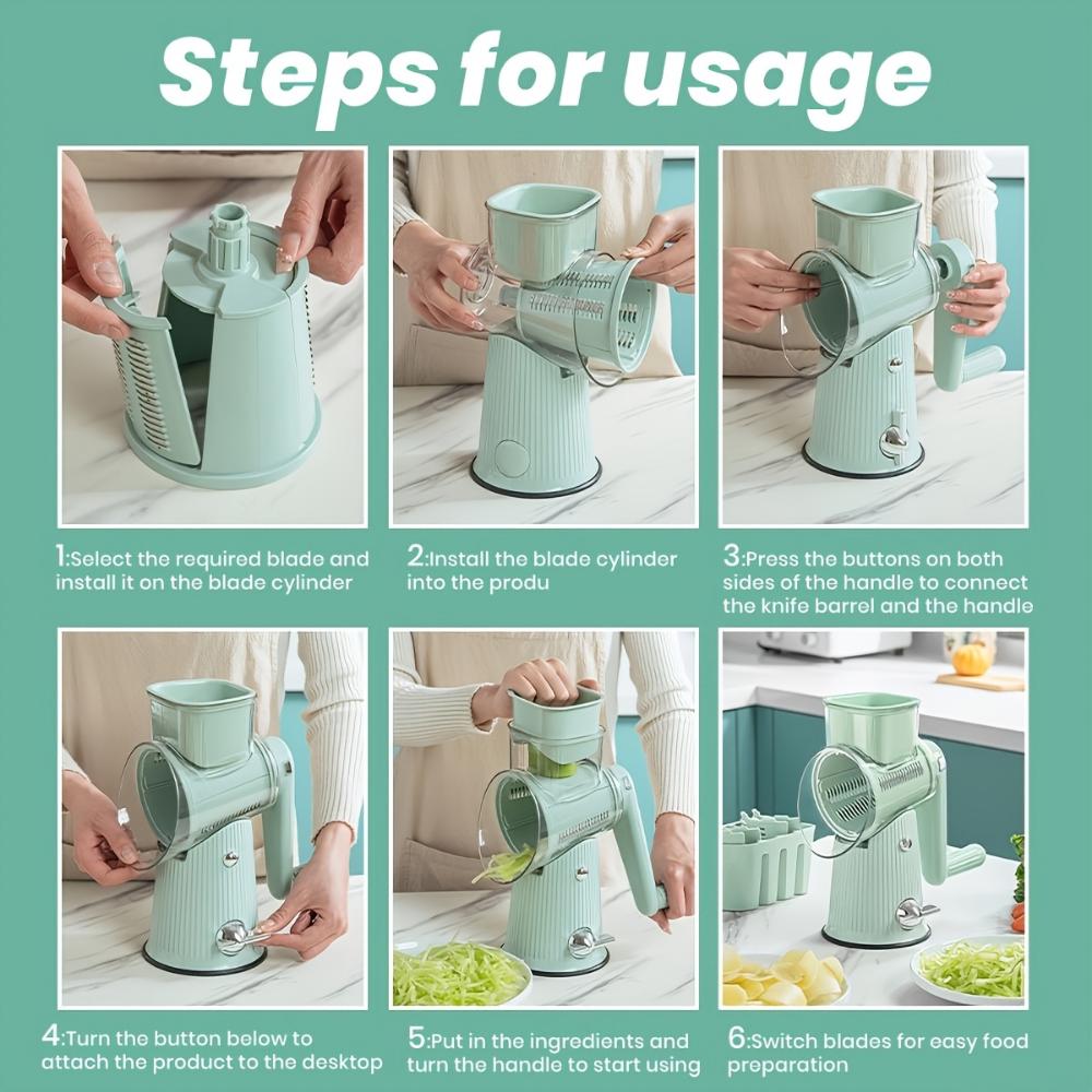 Multifunctional Vegetable Cutter, Roller Shredding and Slicing Meat Grinder, Household Anti-injury Hand Crank Wire Wiping Artifact