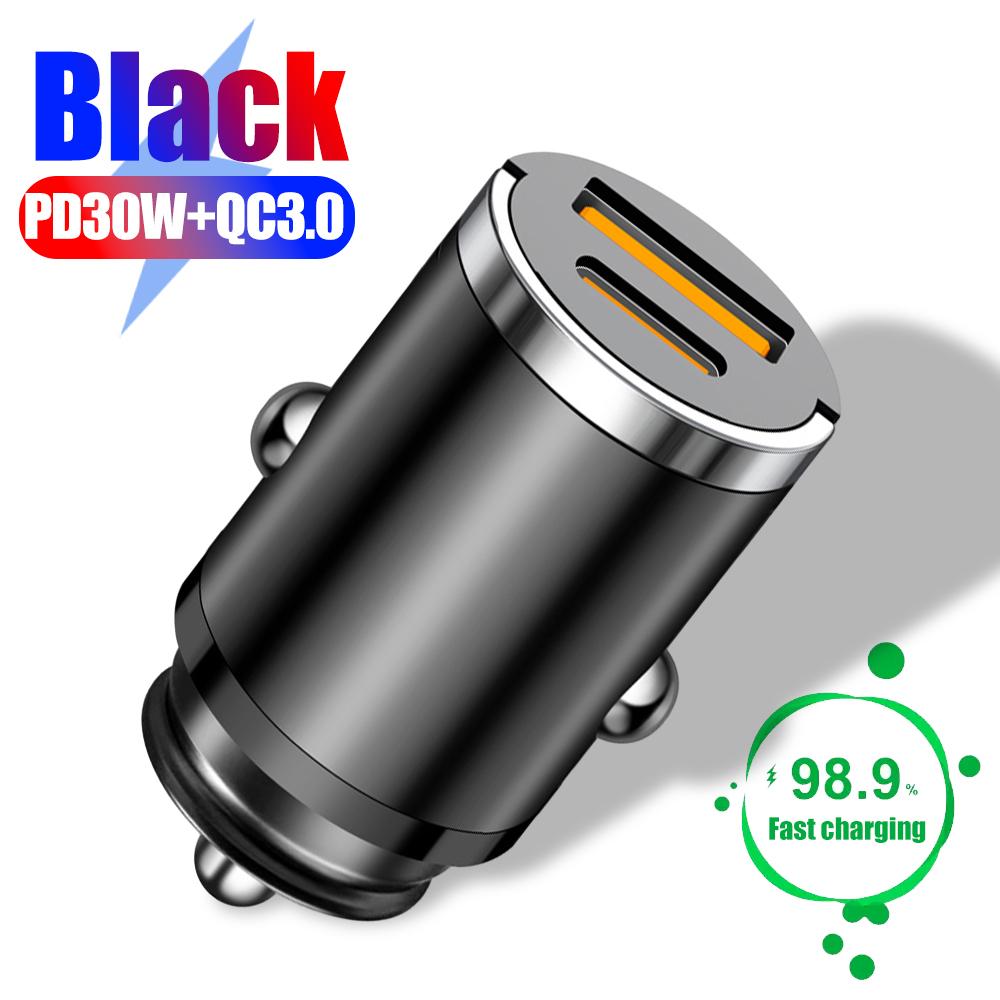 Автомобильное зарядное устройство 12-24 В с автоматическим выдвижным кольцом, два порта PD+USB, быстрая зарядка Type-C QC3.0, автомобильное зарядное устройство, адаптер для прикуривателя