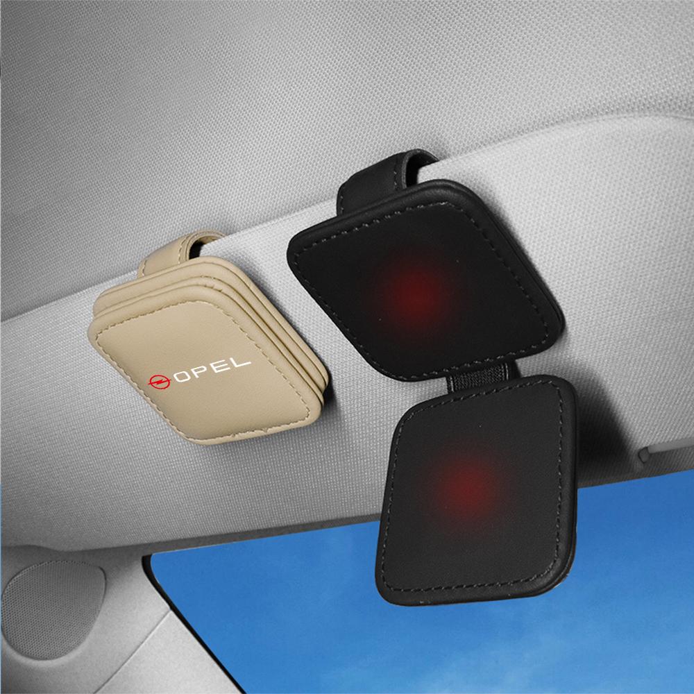 AAAYT1 Car Leather Glasses Clips Sun Visor Sunglasses Storage Fastener Accessories For Opel OPC Astra J K Insignia Corsa Car Valve Cap