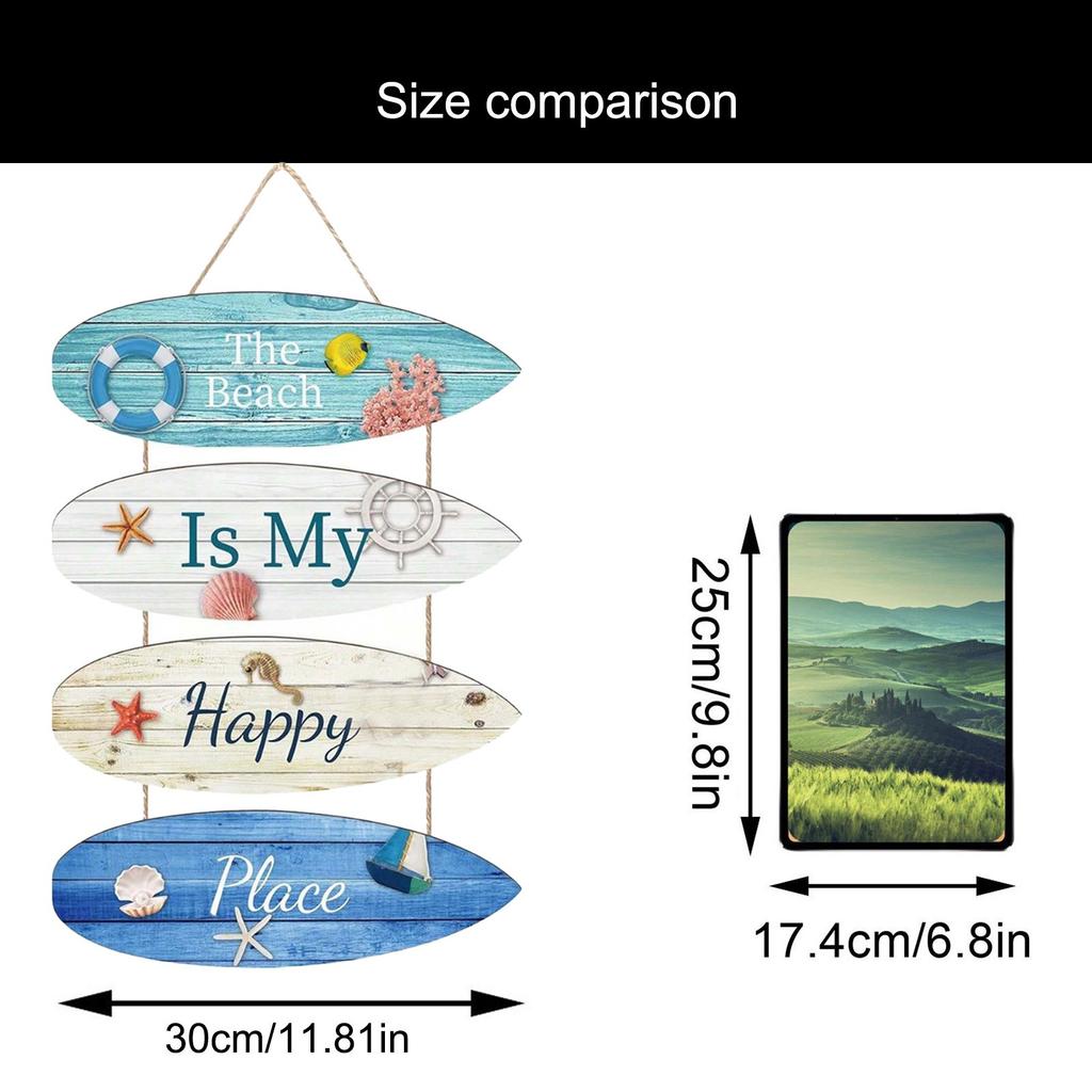Декор для дома «Океан», летняя композиция из ракушек, деревянная плоская подвесная вывеска