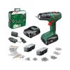 Bosch EasyDrill 18V 40 Drill Driver + 2 18V 1.5Ah Batteries + Systembox with 241 Accessories + Charger AL1810CV 06039D8007