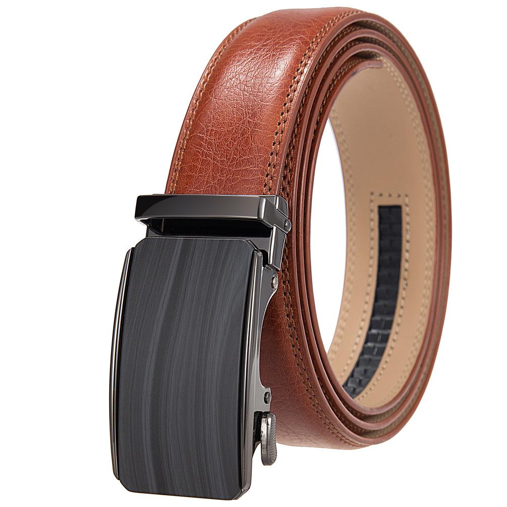 Повседневный ремень с автоматической пряжкой, деловой мужской ремень с автоматической пряжкой, двухслойная воловья кожа Ly36-25575-1