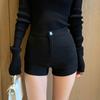High Waist Black Slim Summer Shorts - Sexy New Elastic Hip Peach Leggings 2024