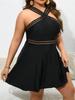 2025 Black 2 Piece Plus Size Dress Swimwear Women Strapped Large One Piece Swimsuit Beach Chubby Big Bathing Suit