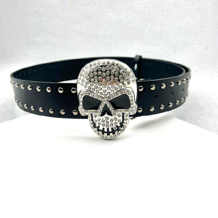 Девушка Блестящий Пояс Уличный Танец Джинсовый Пояс Декоративный Пояс с Черепом с Шипами