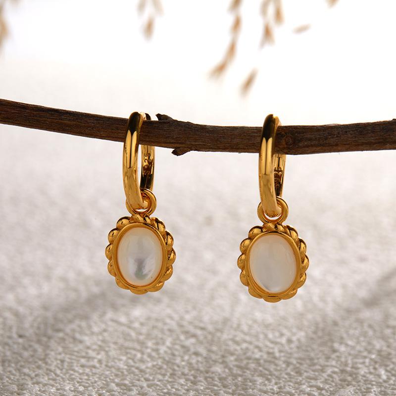 S925 Sterling Silver Natural Blue Gold Tiger Eye Malachite White Shell Color Necklace Light Luxury Multi-Colored Gemstone Pendant Collarbone Chain