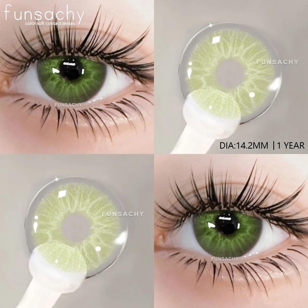 FUNSACHY 1 пара корейских линз, цветные контактные линзы, натуральные линзы для глаз, мягкие голубые линзы для зрачков, новые коричневые косметические средства, годовая цена
