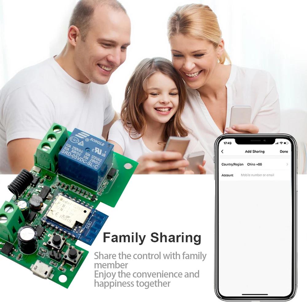 Граффити Умный WiFi выключатель Tuya: Одноканальный релейный модуль с мгновенным, самоблокирующимся и взаимоблокирующим дистанционным управлением