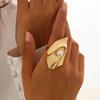 PuRui Ретро Золотой Цвет Имитация Циркона Кольцо Панк Для Женщин Регулируемое Открывающееся Геометрическое Кольцо Повседневные Цирконовые Аксессуары Подарок Новое