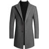 Autumn and Winter Men's Medium and Long Woolen Coat Men's Slim-fitting Solid-color Lapel Trench Coat