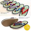 Rush Grass Round Tatami Fits Fit Hemp Leaf Type Size L [Takeharu] Women's Japanese-made Sandals, Shape, Sandals, Non-slip, Perfectly, Pattern/Navy, A,