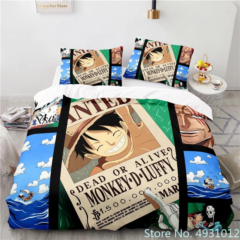 Набор постельного белья с принтом мультфильма Monkey D.Luffy, наволочка, аниме постельное белье, 3D принт, для детей и взрослых, мальчиков, одеяло, пододеяльник, подарок