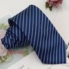 Handmade Men's 8cm Black Grey Striped Jacquard Silk Tie