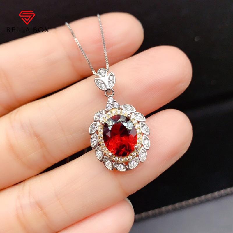 BELLA BOX New Style Luxurious Oval Imitation Red Pendant Separation Clavicle Necklace Fine Jewelry For Wedding Engagement