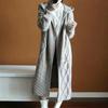 Women Winter Sweater Coat Knitted Thick Hooded Long Sleeve Mid-calf Length Loose Cardiagn Open Stitch Solid Color Soft Oversized Midi Autumn Jacket